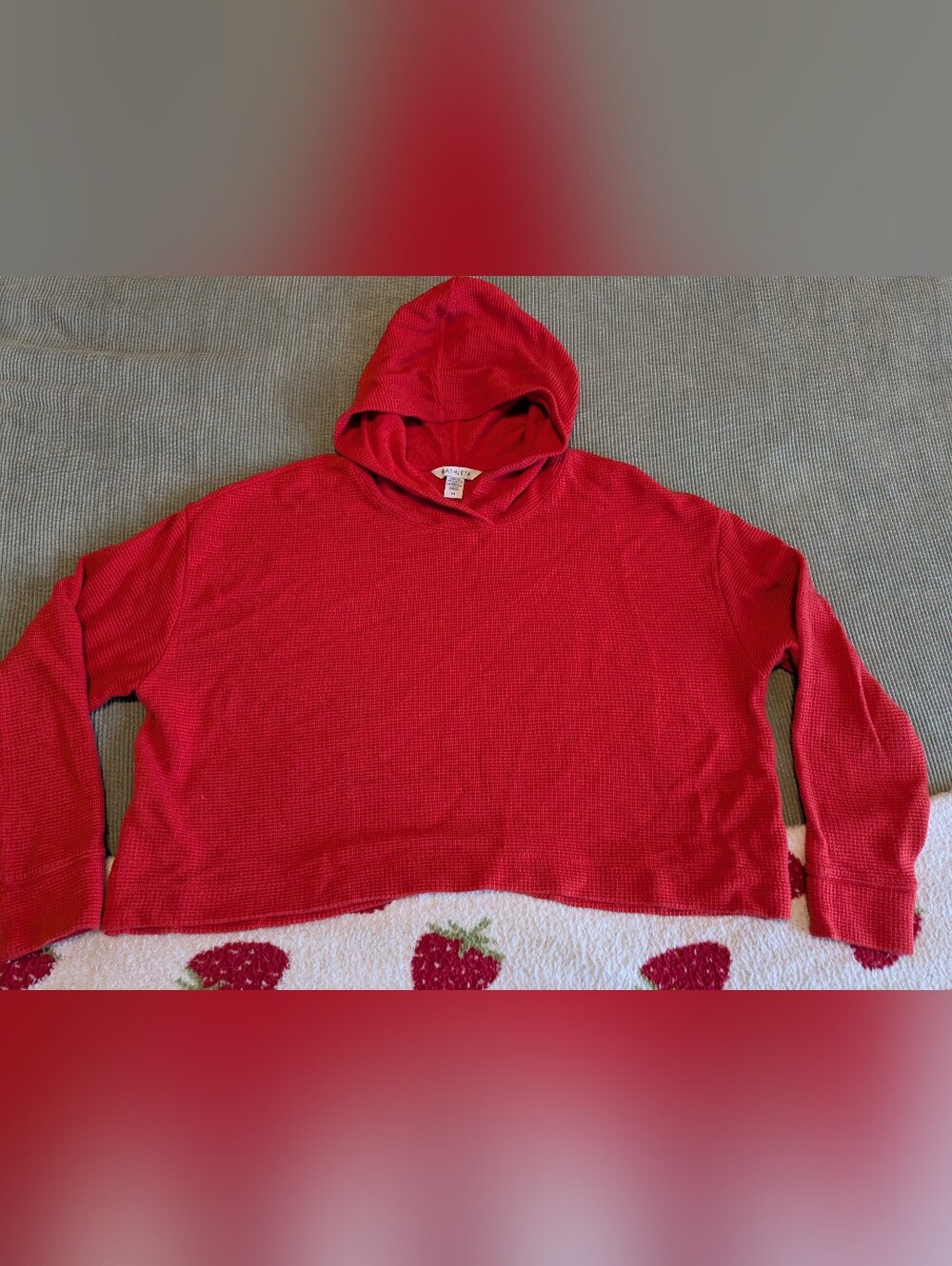 Athleta Women's Size Medium Cardinal Red Coaster Waffle Relaxed Hooded Sweater.